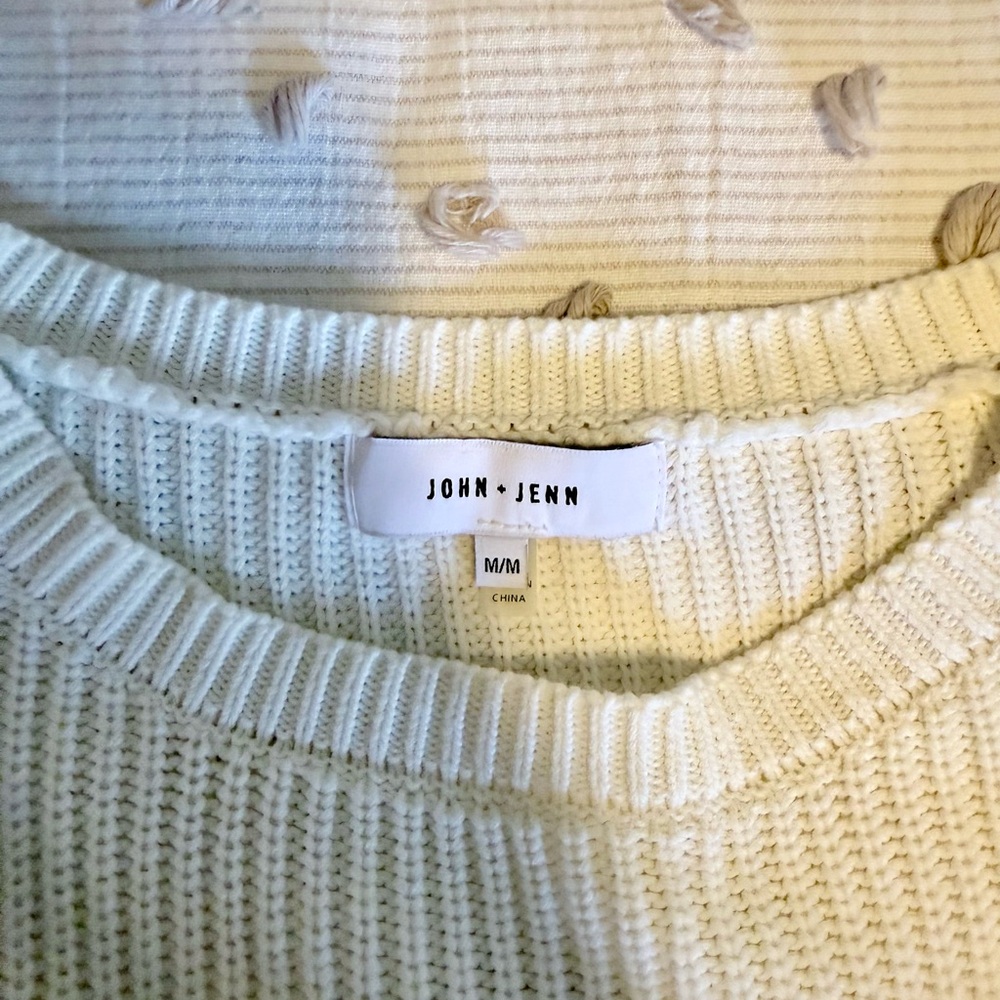 John + Jenn White Ruffle Sweater - Picture 3 of 5